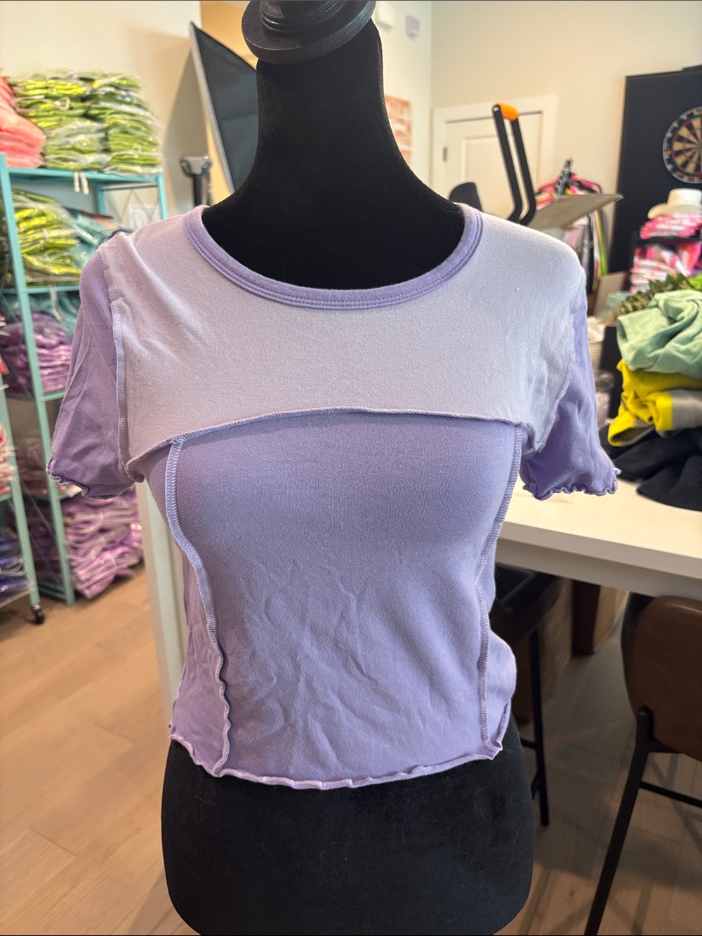 PacSun Lilac Layered Short Sleeve Crop Top